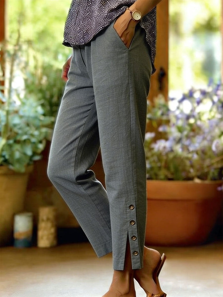 Ada — Pantaloni Donna alla Caviglia con Bottoni Laterali, Lina Milano