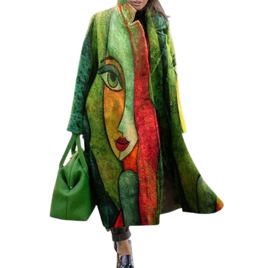 Adelaide — Cappotto Donna Oversize a Portafoglio con Stampa Artistica, Lina Milano