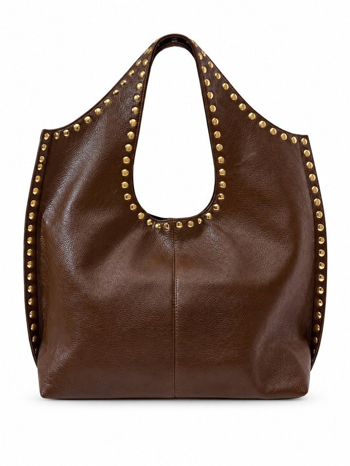 Adele — Borsa Donna Grande a Spalla in Ecopelle con Borchie e Cerniera, Lina Milano