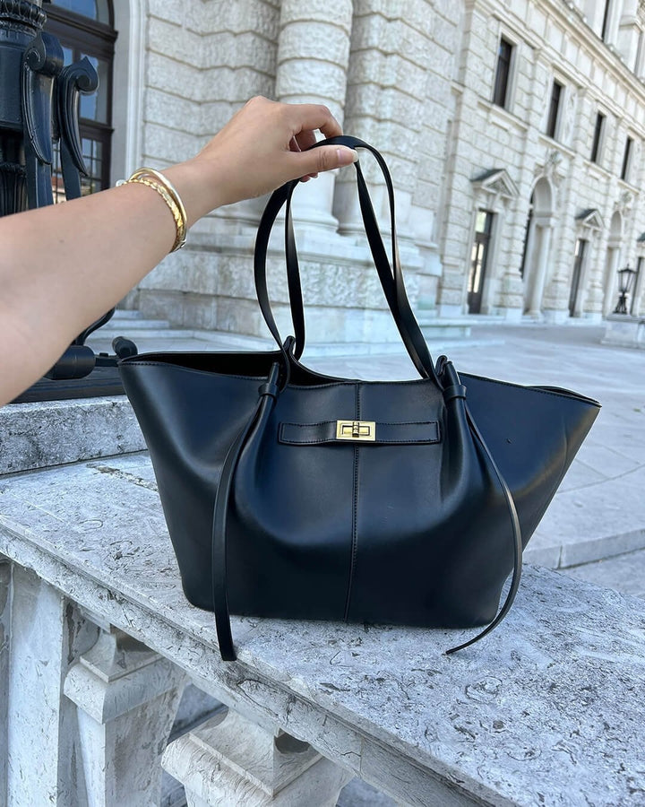 Agnese — Borsa Donna Shopper Grande Rigida con Tasca Interna e Chiusura, Lina Milano