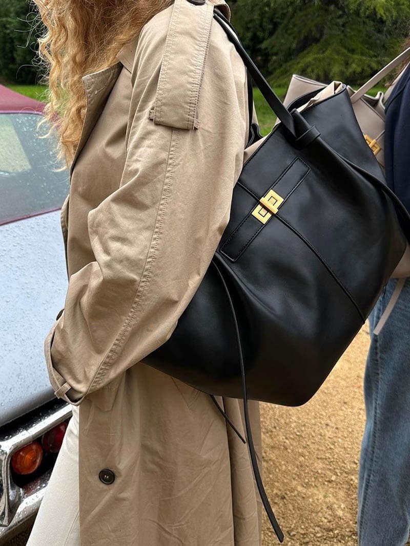 Agnese — Borsa Donna Shopper Grande Rigida con Tasca Interna e Chiusura, Lina Milano