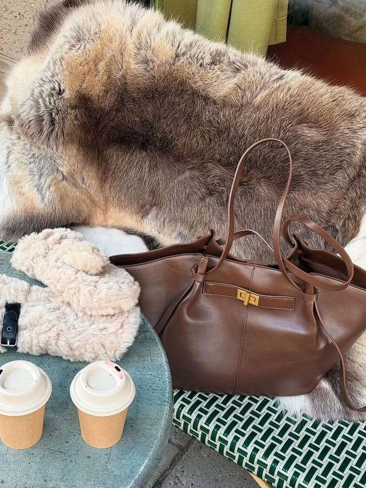 Agnese — Borsa Donna Shopper Grande Rigida con Tasca Interna e Chiusura, Lina Milano