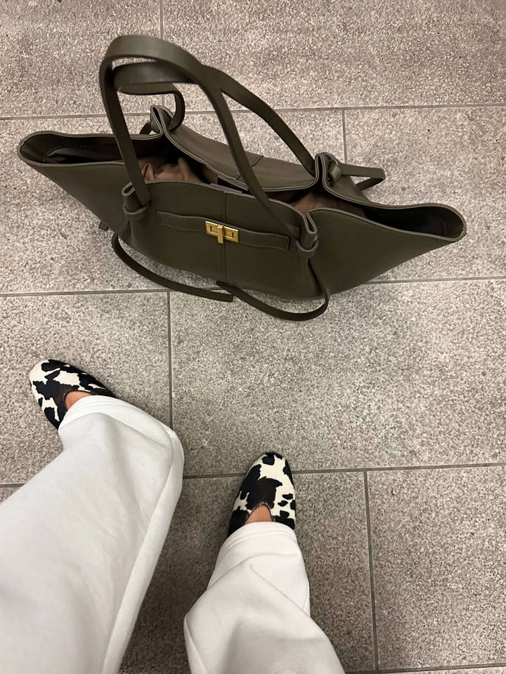 Agnese — Borsa Donna Shopper Grande Rigida con Tasca Interna e Chiusura, Lina Milano