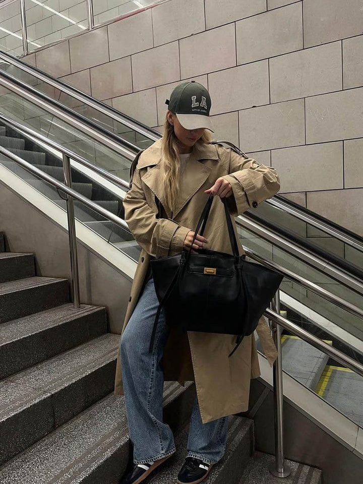 Agnese — Borsa Donna Shopper Grande Rigida con Tasca Interna e Chiusura, Lina Milano