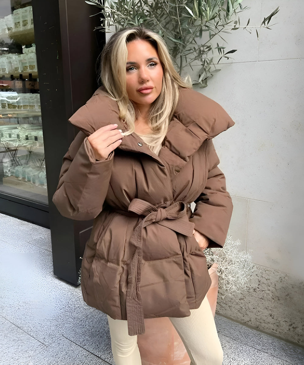 Alba — Piumino Donna Invernale Corto con Cintura e Collo Alto, Lina Milano