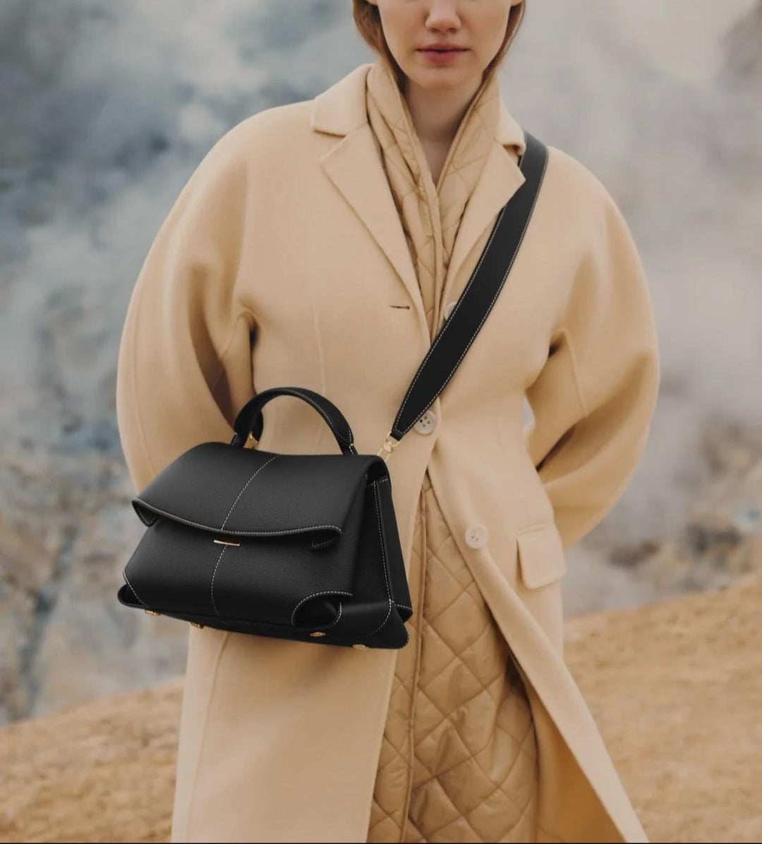 Anita — Borsa Donna a Mano Media in Pelle con Patta e Tracolla, Lina Milano