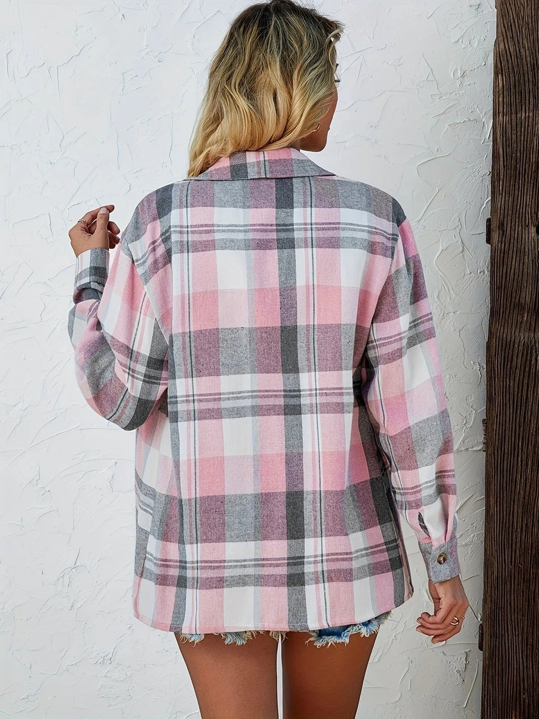 Antonella — Camicia a Quadri Donna Oversize in Flanella con Tasca, Lina Milano