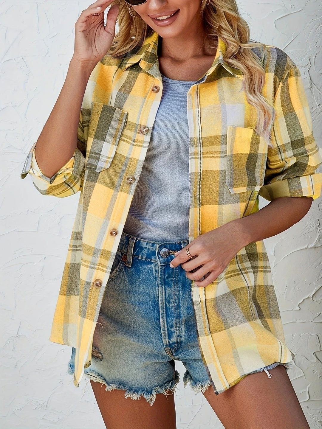 Antonella — Camicia a Quadri Donna Oversize in Flanella con Tasca, Lina Milano