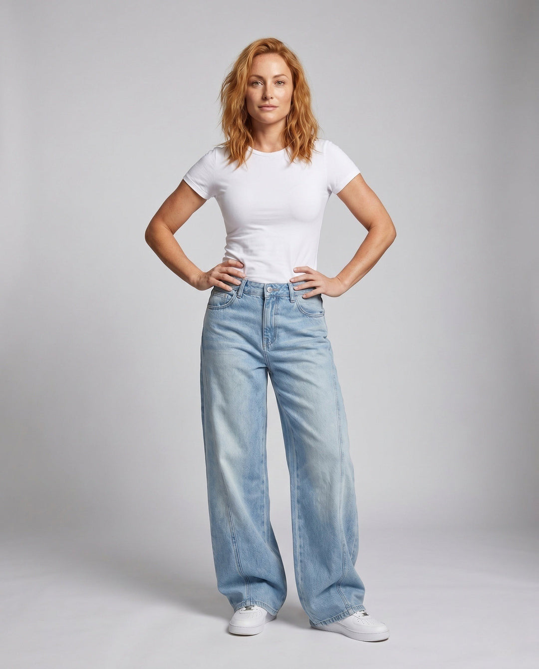 Arianna — Jeans Balloon Donna Larghi a Vita Alta Lunghi, Lina Milano