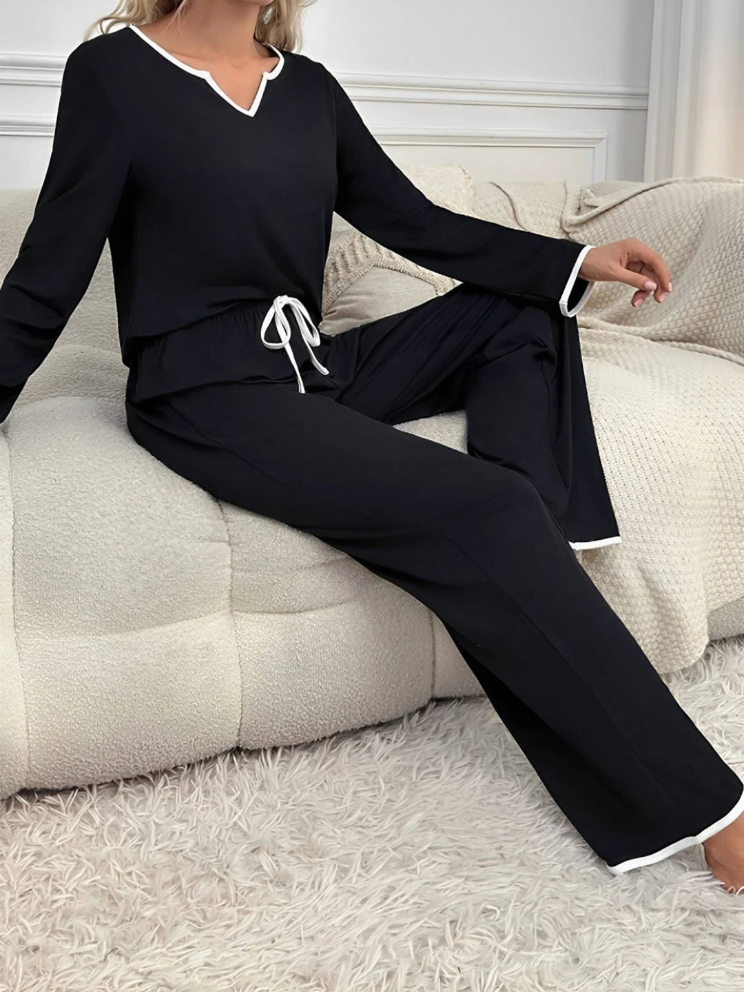 Carmela — Pigiami Donna in Cotone con Scollo a V e Coulisse in Vita, Lina Milano