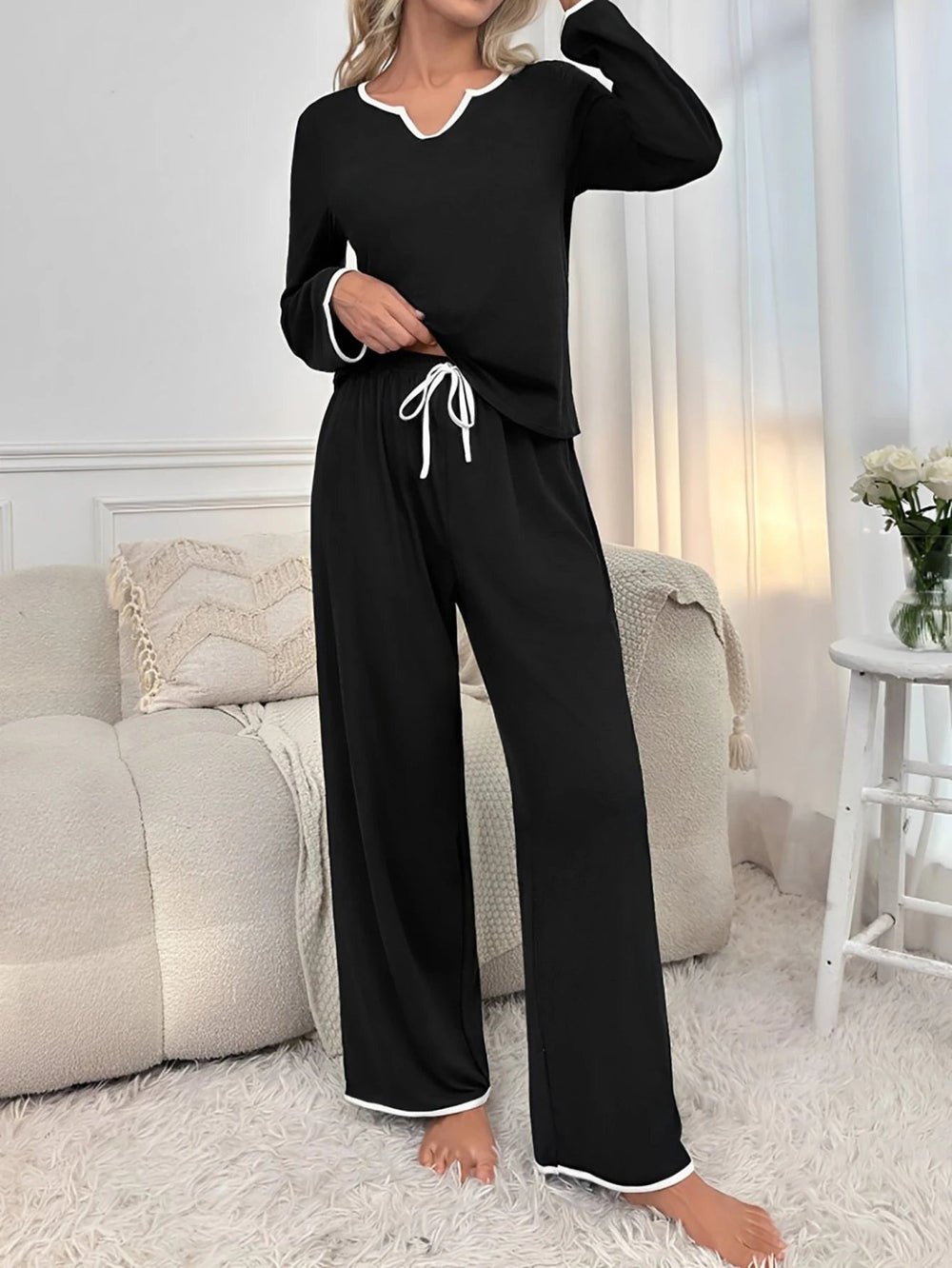 Carmela — Pigiami Donna in Cotone con Scollo a V e Coulisse in Vita, Lina Milano