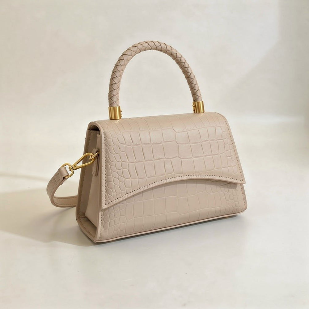 Carmen — Borsa Donna a Mano Stampa Coccodrillo con Manici e Tracolla, Lina Milano