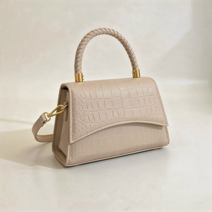 Carmen — Borsa Donna a Mano Stampa Coccodrillo con Manici e Tracolla, Lina Milano