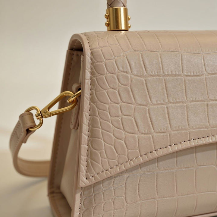 Carmen — Borsa Donna a Mano Stampa Coccodrillo con Manici e Tracolla, Lina Milano