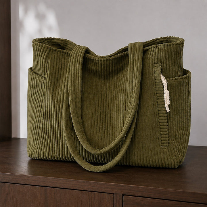 Celeste — Borsa Donna Shopper a Spalla a Coste con Tasche, Lina Milano