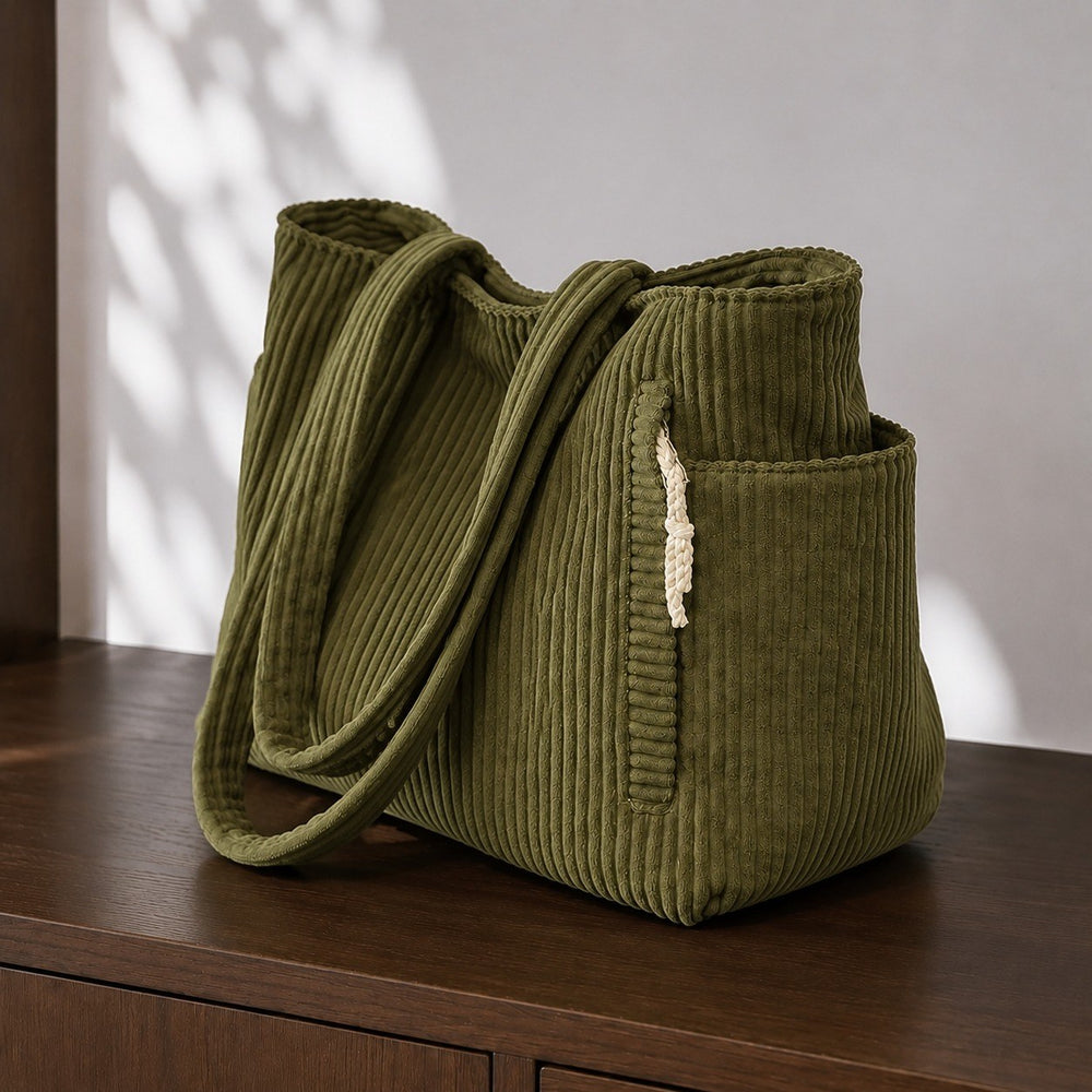 Celeste — Borsa Donna Shopper a Spalla a Coste con Tasche, Lina Milano