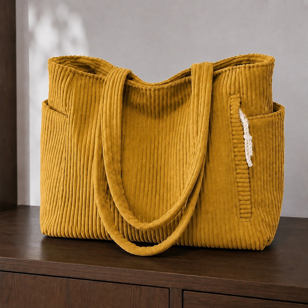 Celeste — Borsa Donna Shopper a Spalla a Coste con Tasche, Lina Milano