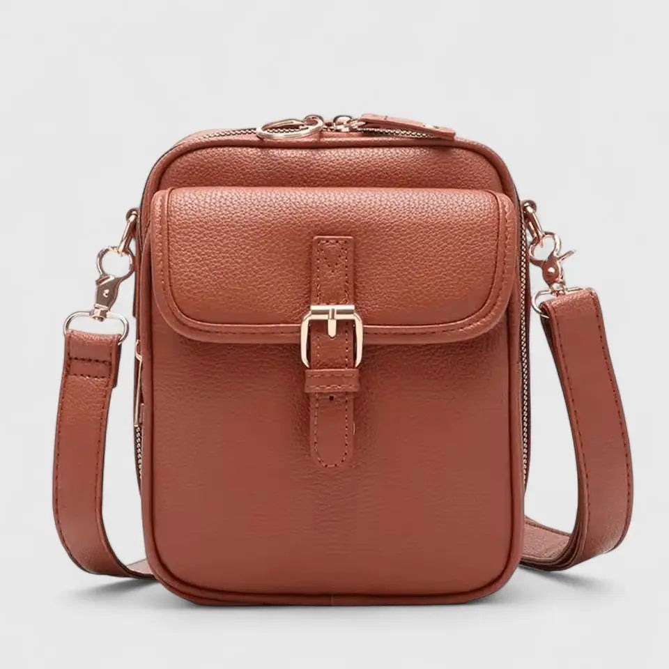 Chiara — Borsa a Tracolla Donna Piccola in Ecopelle con Fibbia e Cerniera, Lina Milano