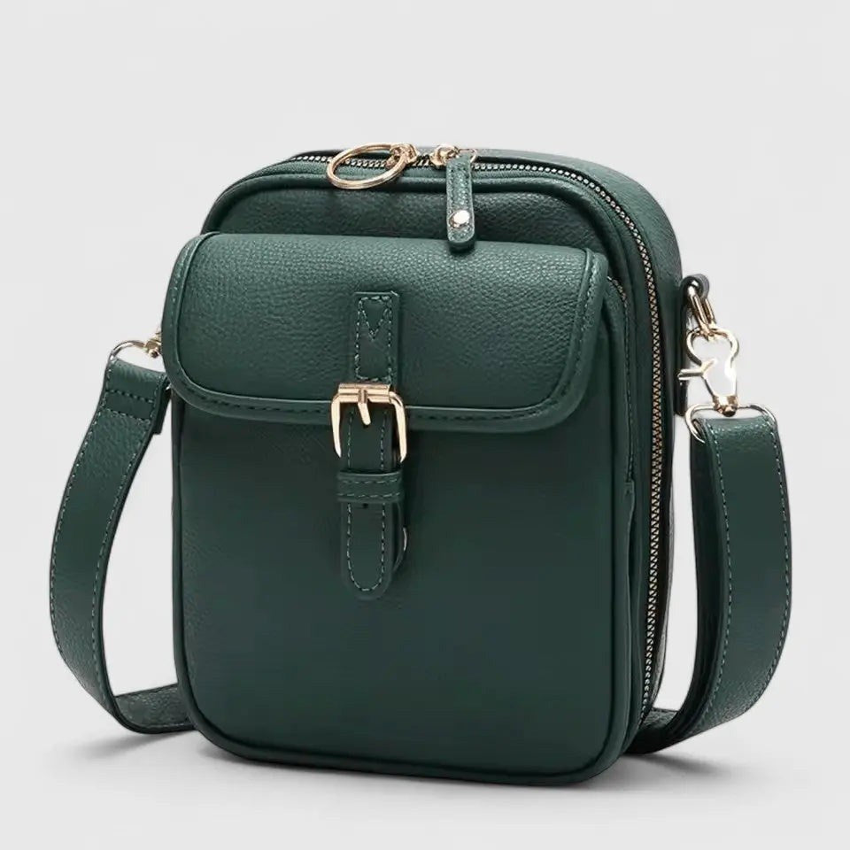 Chiara — Borsa a Tracolla Donna Piccola in Ecopelle con Fibbia e Cerniera, Lina Milano