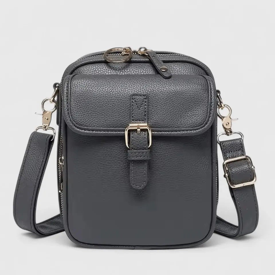 Chiara — Borsa a Tracolla Donna Piccola in Ecopelle con Fibbia e Cerniera, Lina Milano