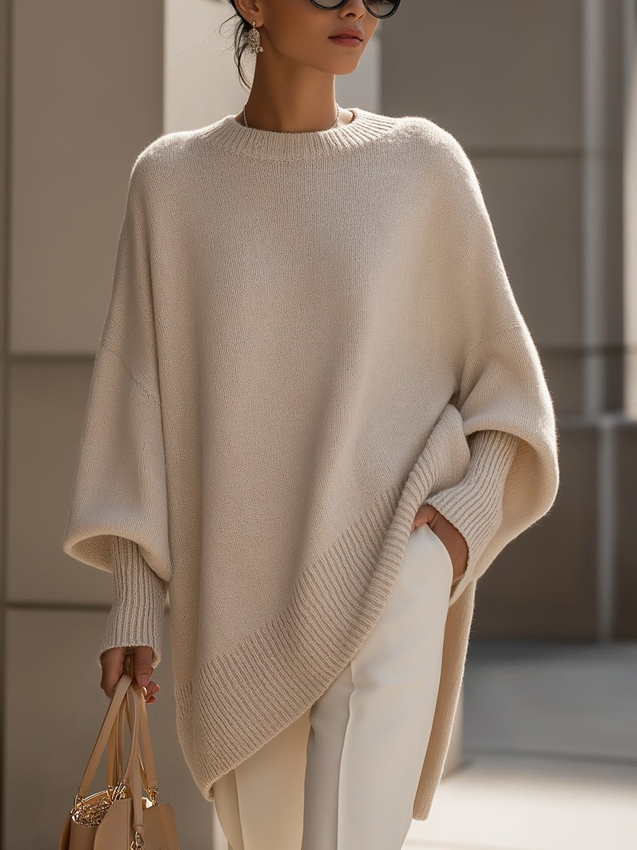 Clotilde — Maglione Oversize Donna con Orlo Asimmetrico, Lina Milano