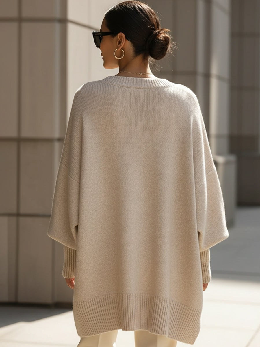Clotilde — Maglione Oversize Donna con Orlo Asimmetrico, Lina Milano