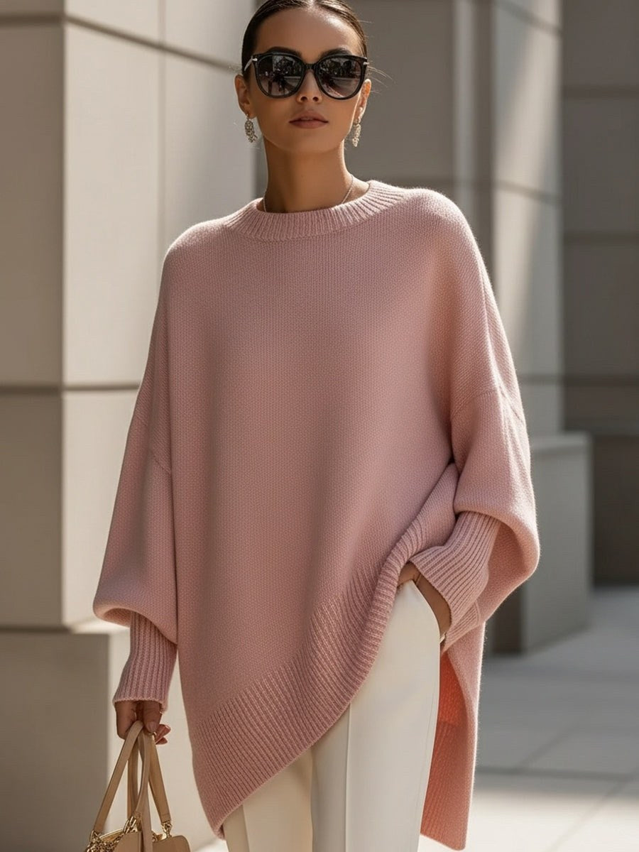 Clotilde — Maglione Oversize Donna con Orlo Asimmetrico, Lina Milano