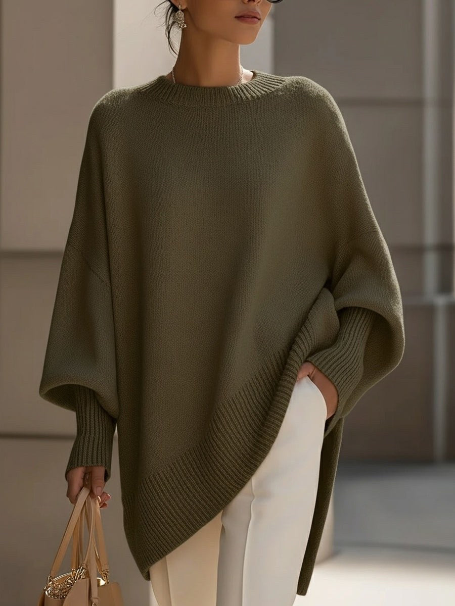 Clotilde — Maglione Oversize Donna con Orlo Asimmetrico, Lina Milano