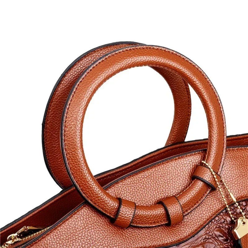 Concetta — Borsa Donna a Mano in Pelle Stampa Coccodrillo con Fiocco, Lina Milano