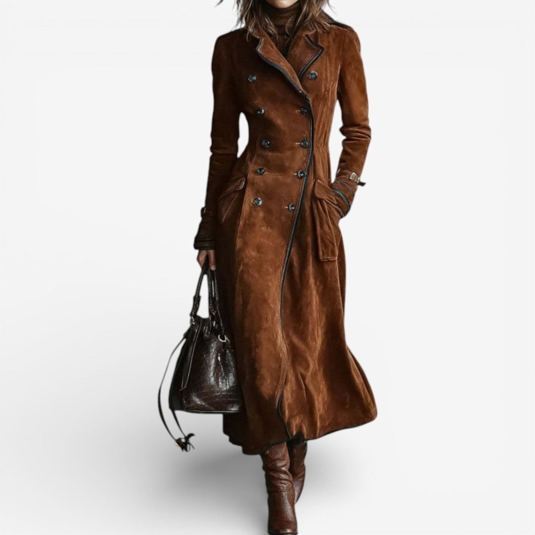 Cristiana — Cappotto Lungo Donna Effetto Scamosciato Doppiopetto, Lina Milano