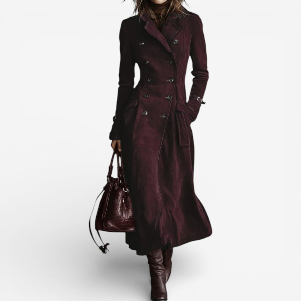 Cristiana — Cappotto Lungo Donna Effetto Scamosciato Doppiopetto, Lina Milano