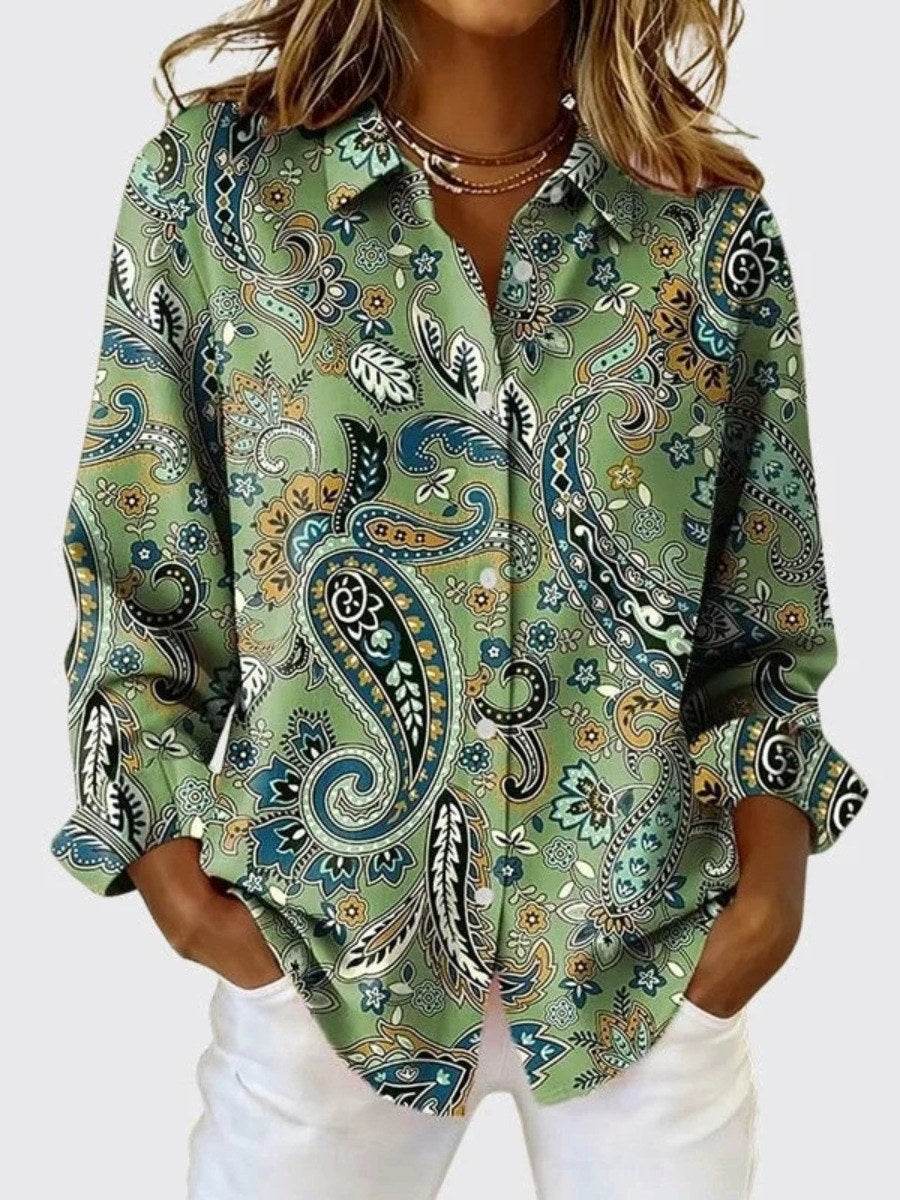 Dora — Camicia con Colletto Donna Paisley Maniche Lunghe e Bottoni, Lina Milano