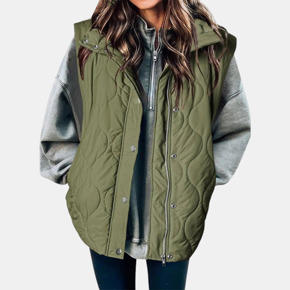 Edda — Gilet Donna Imbottito Trapuntato con Cappuccio e Zip, Lina Milano