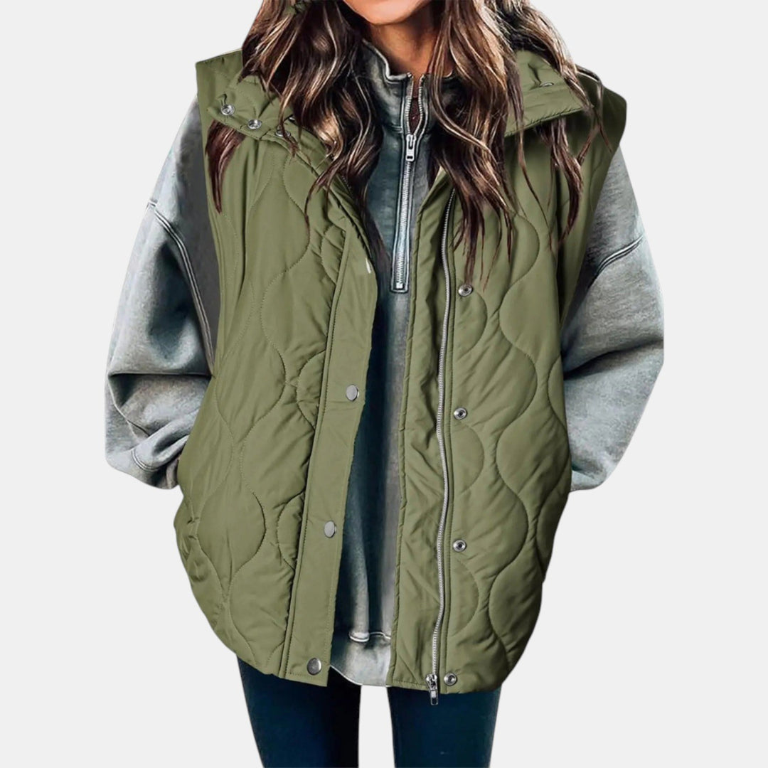 Edda — Gilet Donna Imbottito Trapuntato con Cappuccio e Zip, Lina Milano