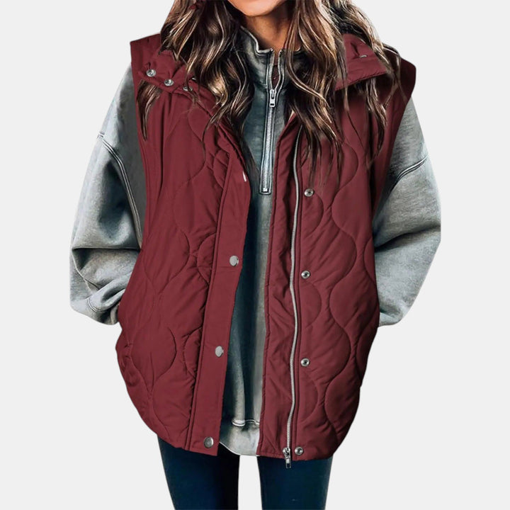 Edda — Gilet Donna Imbottito Trapuntato con Cappuccio e Zip, Lina Milano