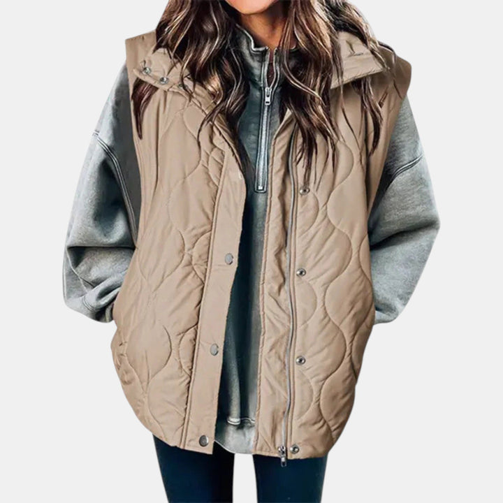 Edda — Gilet Donna Imbottito Trapuntato con Cappuccio e Zip, Lina Milano
