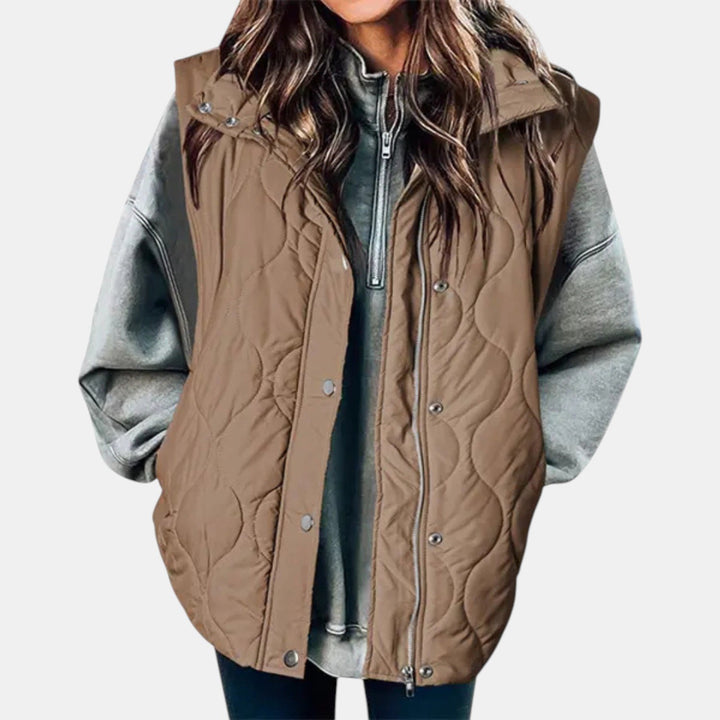 Edda — Gilet Donna Imbottito Trapuntato con Cappuccio e Zip, Lina Milano