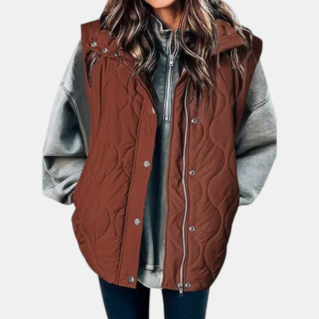 Edda — Gilet Donna Imbottito Trapuntato con Cappuccio e Zip, Lina Milano