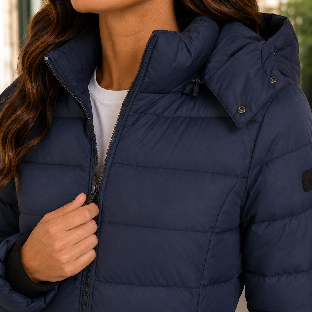 Elisabetta — Piumino Donna Lungo con Tasche Zip e Cappuccio Regolabile, Lina Milano
