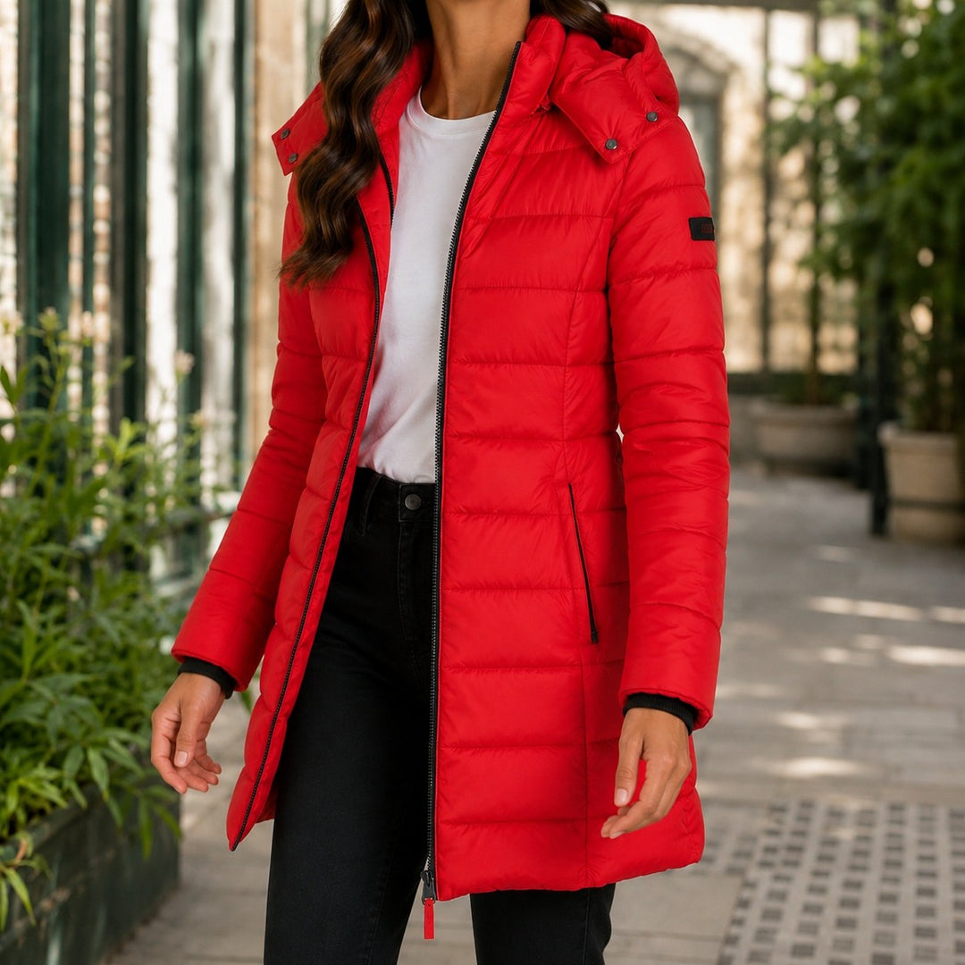 Elisabetta — Piumino Donna Lungo con Tasche Zip e Cappuccio Regolabile, Lina Milano