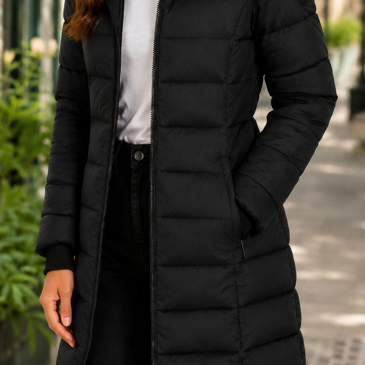 Elisabetta — Piumino Donna Lungo con Tasche Zip e Cappuccio Regolabile, Lina Milano