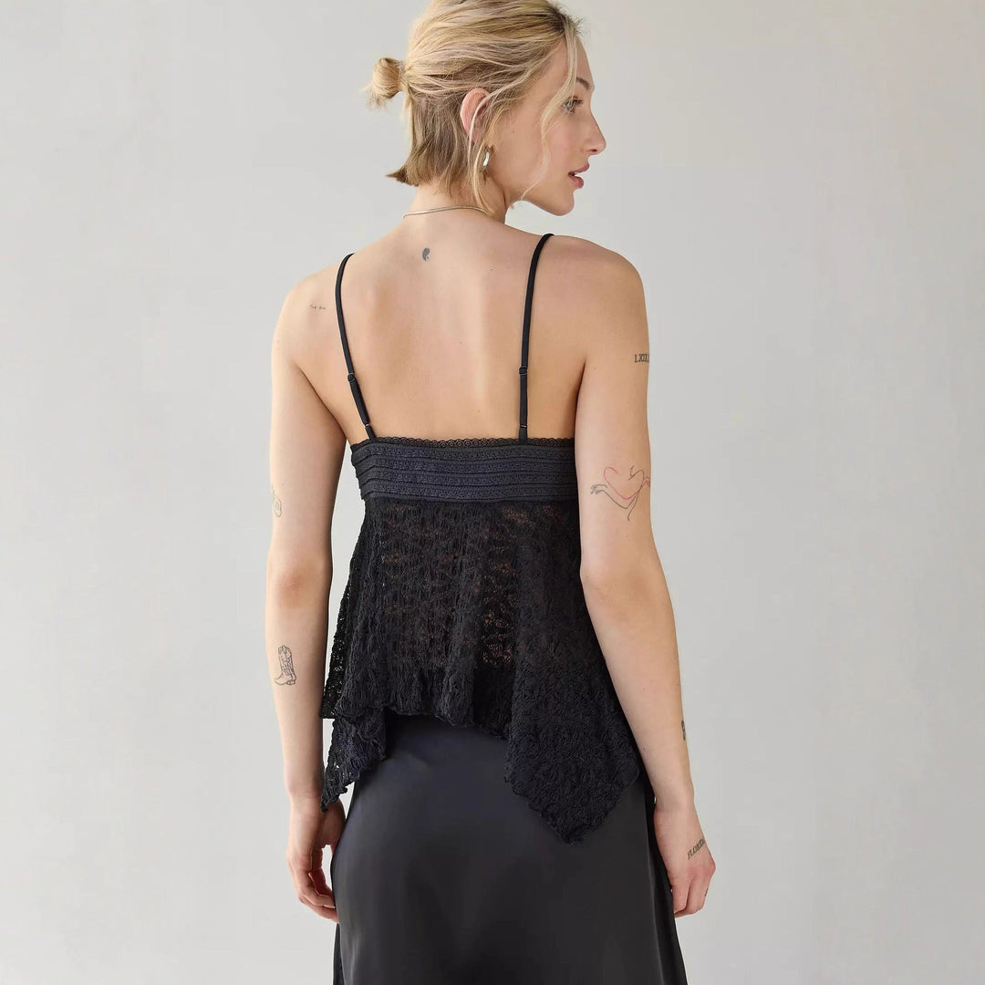 Emma — Top di Pizzo Donna a Pieghe con Fondo Asimmetrico, Lina Milano