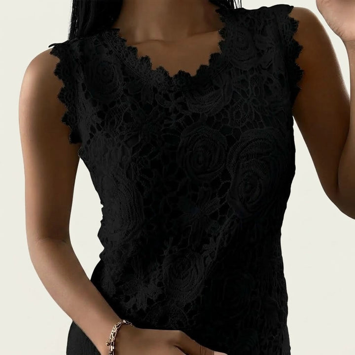 Ersilia — Top in Pizzo Donna Senza Maniche a Fiori Elegante, Lina Milano