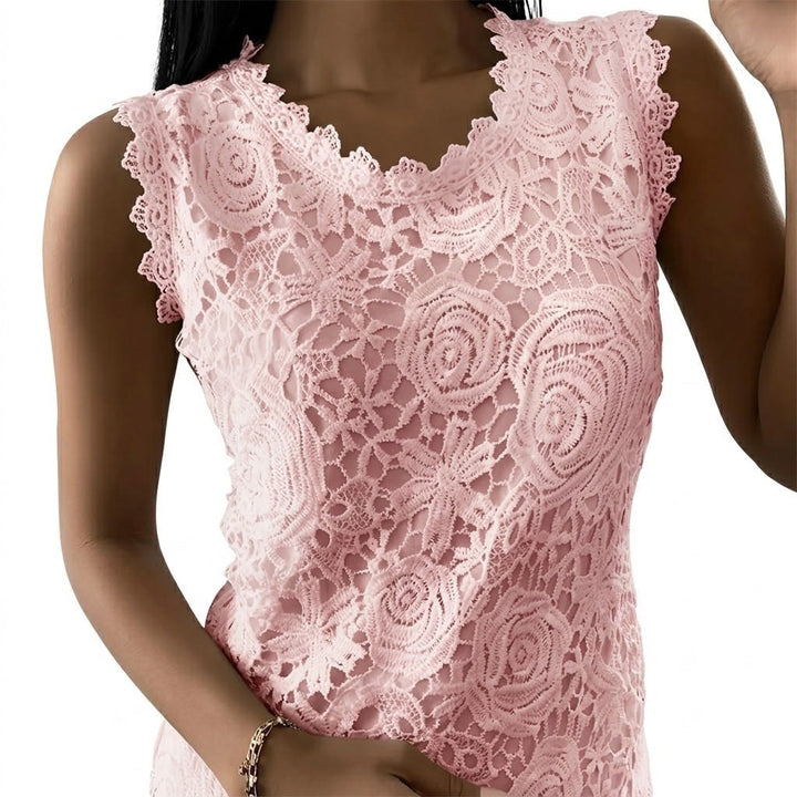 Ersilia — Top in Pizzo Donna Senza Maniche a Fiori Elegante, Lina Milano