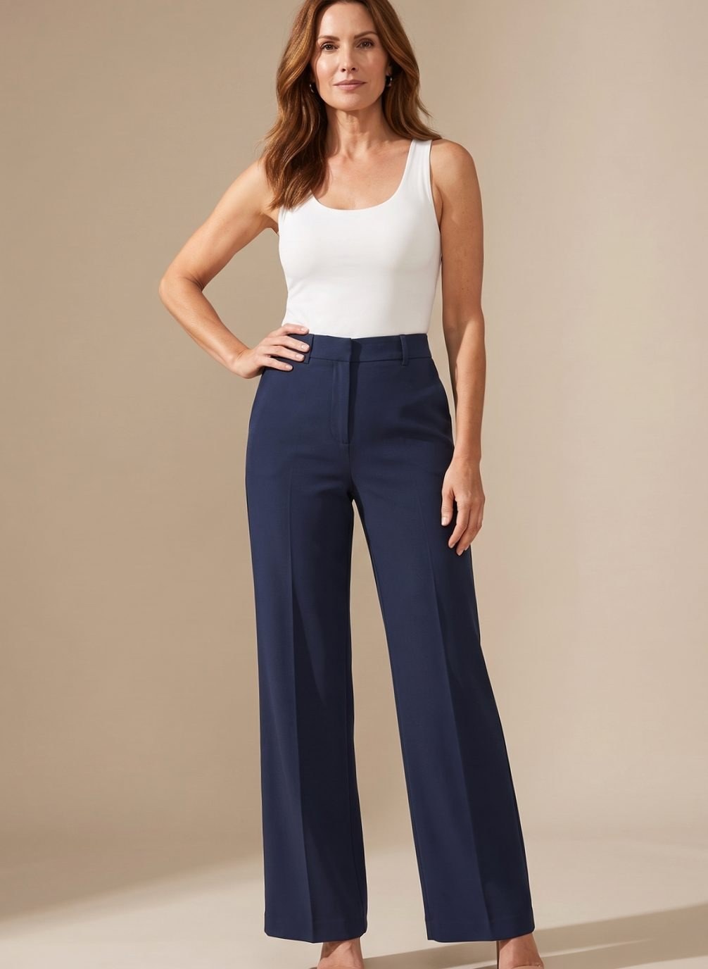 Ester — Pantaloni Eleganti Donna Dritti a Vita Alta con Tasche Laterali, Lina Milano