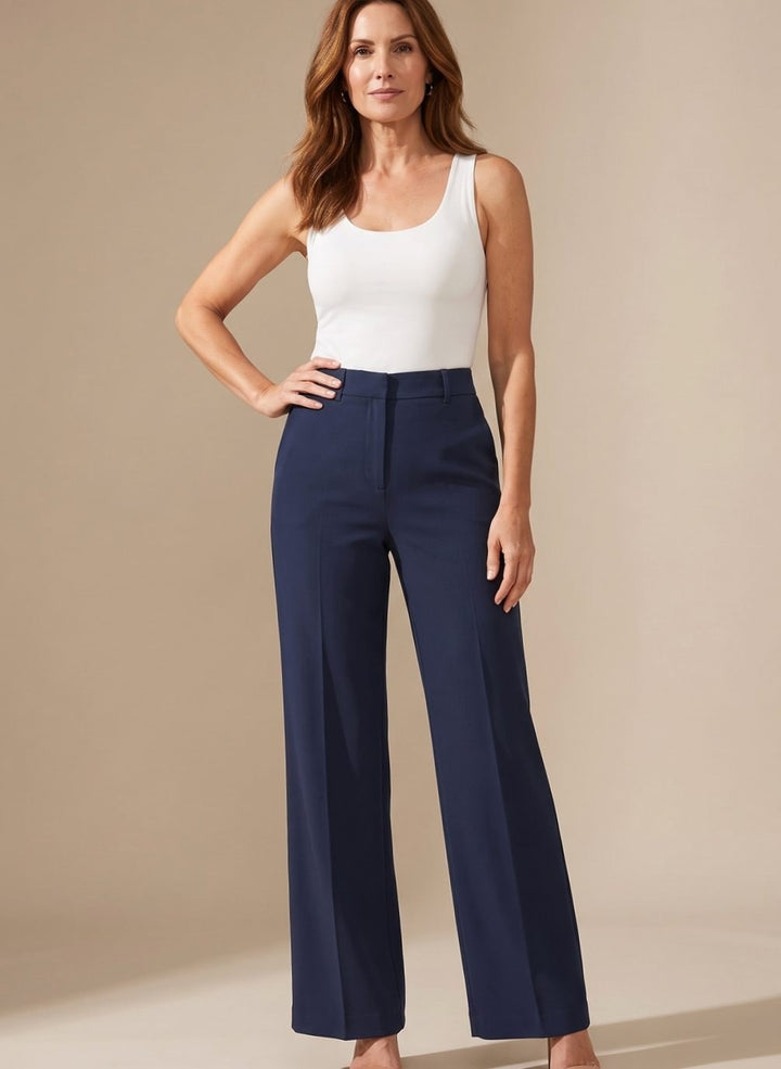 Ester — Pantaloni Eleganti Donna Dritti a Vita Alta con Tasche Laterali, Lina Milano