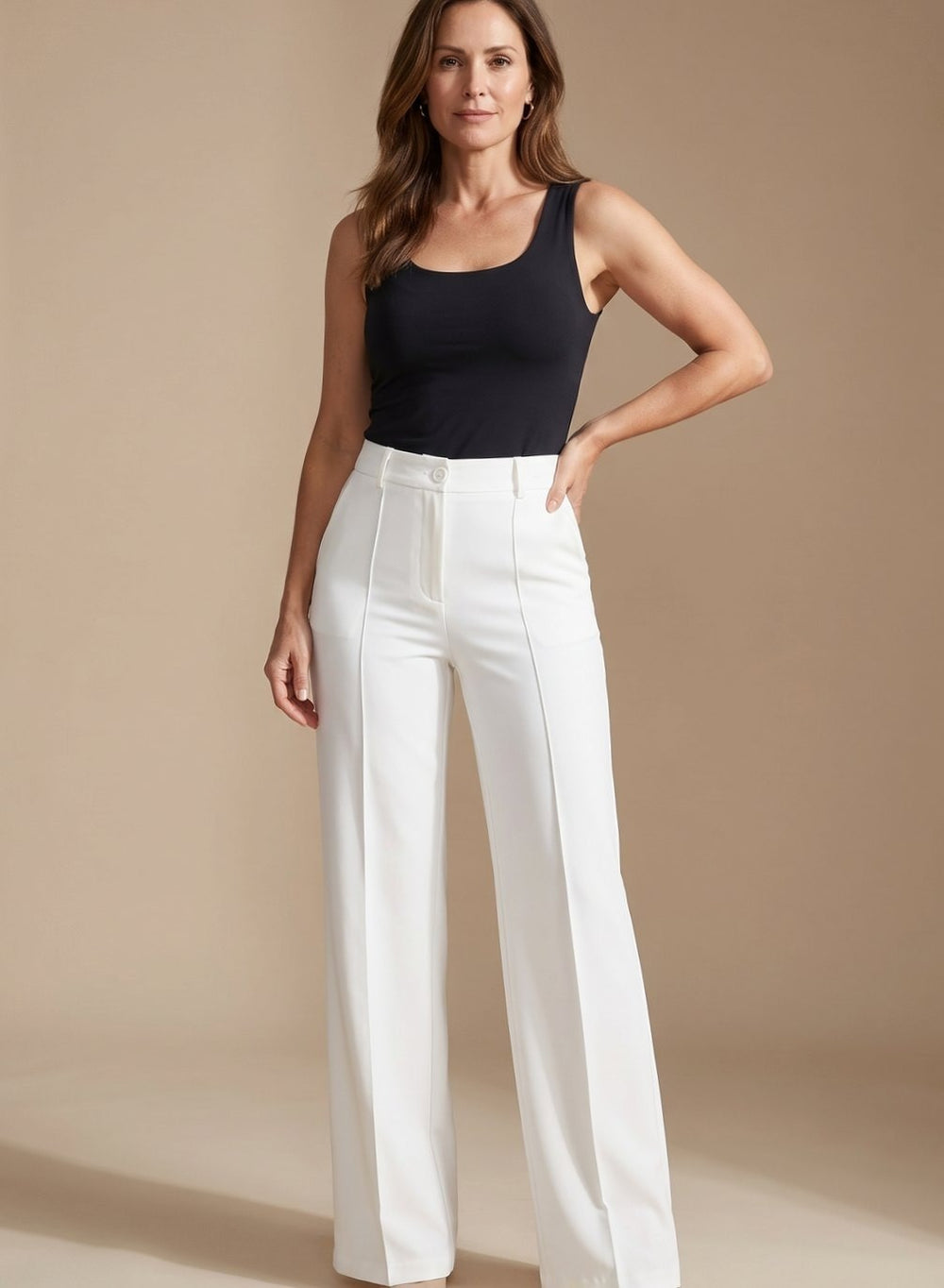 Ester — Pantaloni Eleganti Donna Dritti a Vita Alta con Tasche Laterali, Lina Milano