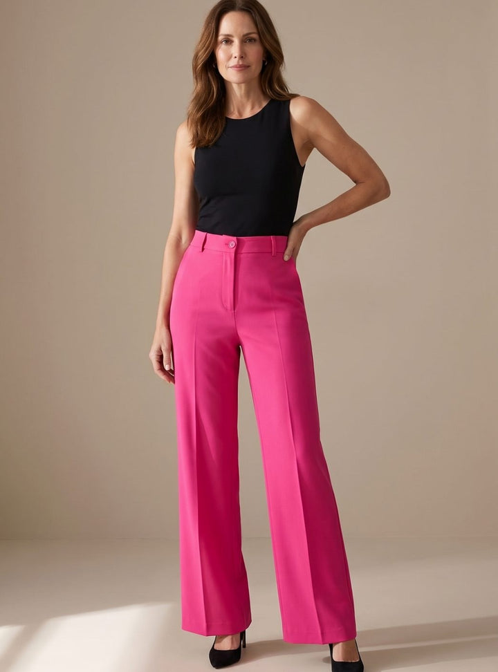 Ester — Pantaloni Eleganti Donna Dritti a Vita Alta con Tasche Laterali, Lina Milano