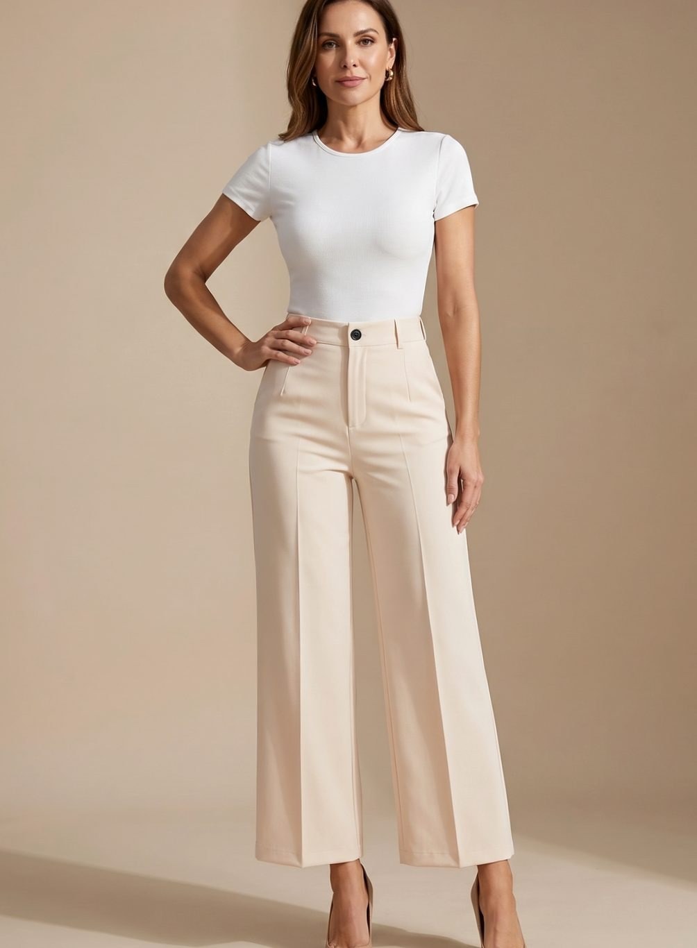 Ester — Pantaloni Eleganti Donna Dritti a Vita Alta con Tasche Laterali, Lina Milano