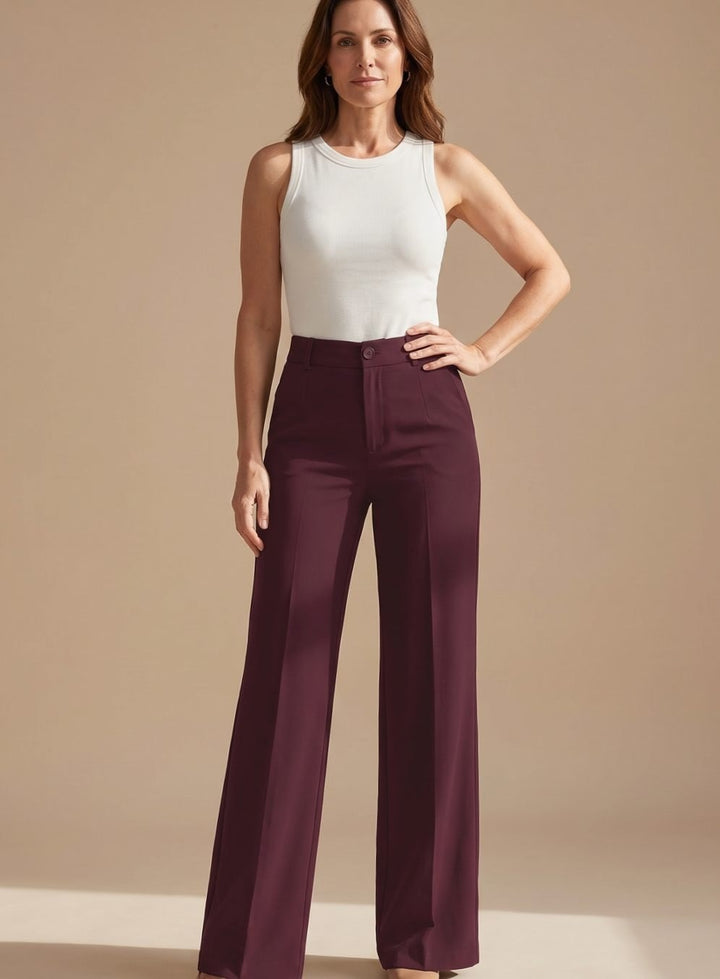 Ester — Pantaloni Eleganti Donna Dritti a Vita Alta con Tasche Laterali, Lina Milano